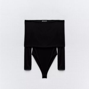 🚨NWT🚨Zara Black Off-Shoulder Long Sleeve Bodysuit